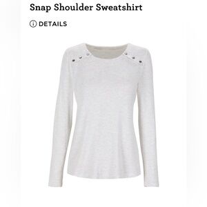 CAbi Light Gray Long Sleeve Top with Button Details